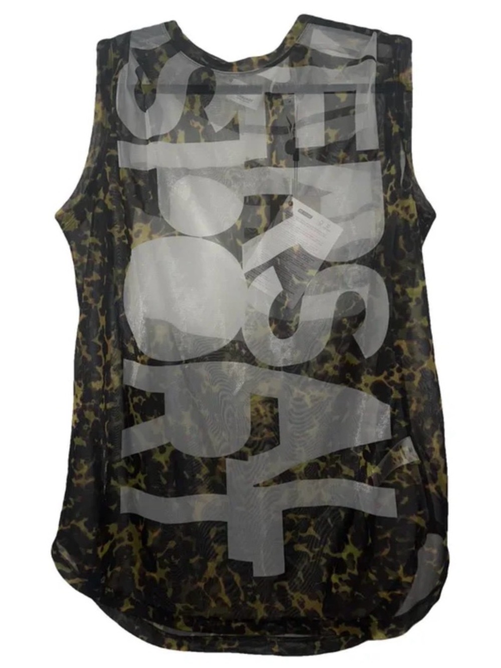 Burberry Sheer Mesh Top in Olive, Black and Cream Leopard Print